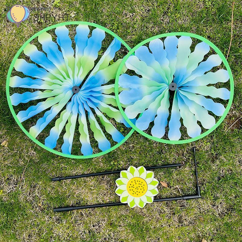 1 pz doppio strato colorato ruota mulino a vento vento Spinner giocattoli per bambini giardino cortile Decor colore casuale