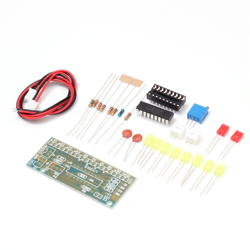 LM3915 Audio Level Indicator Diy Kit 10 Led Sound Audio Spectrum Analyzer Level Indicator Kit Electoronics Soldering