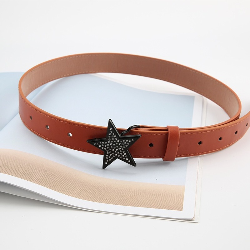 Cinturón con hebilla en forma de estrella creativa para mujer, traje negro de cien partidos, cinturones decorativos, cinturón de Jeans para mujer, Verano