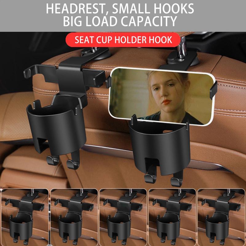Multipurpose Car Headrest Cup Holder, Suporte do telefone e armazenamento, Organizador para copo e telefone celular, Veículo automotivo
