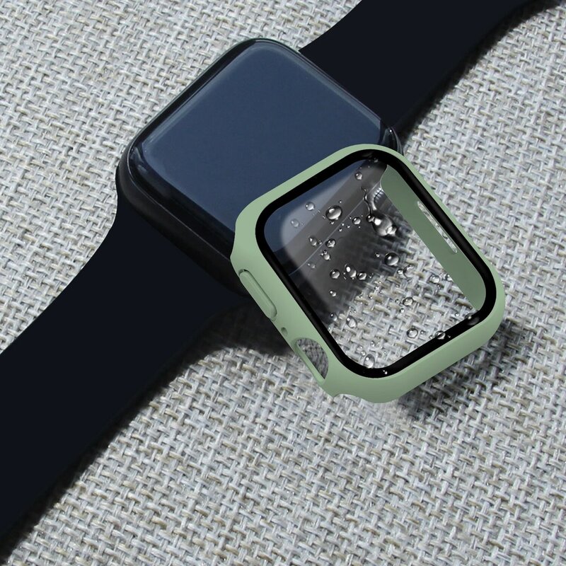 Case+Glass for Apple Watch Series 7 8 41mm 45mm Screen Protector Bumper Frame for IWatch 6 5 4 3 2 SE 38mm 40mm 42mm 44mm Case