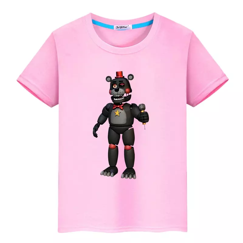 FNAF boy lato 100% bawełniana krótki T-shirt y2k jednoczęściowa duma koszulka Anime koszulka kreskówka niedźwiedź królik wydruku topy ubrania dla dzieci dziewczynki