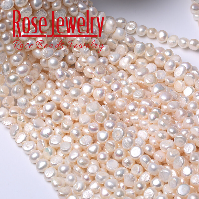 5A Quality 100% Real Natural Freshwater Cultured White Pearl Transversely Perforated Loose Beads 36 cm Strand For Jewelry Making
