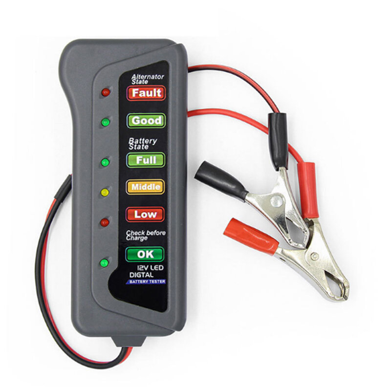 1pc mini 12v testador de bateria carro alternador testador digital 6 luzes led display ferramenta diagnóstico do carro para o carro 2021