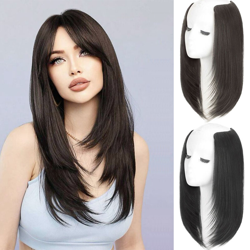 Syntetyczna stylizacja dla kobiet długie włosy bardzo długi włosy peruki syntetyczne warstwowe przedłużanie włosów na czubku głowy zwiększają włosy
