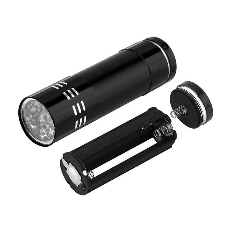 Handheld Luz Roxa com 9 LED, Mini Lanterna, Moeda Verificando, Camping ao ar livre, Caminhadas Tocha, Lâmpada Luz