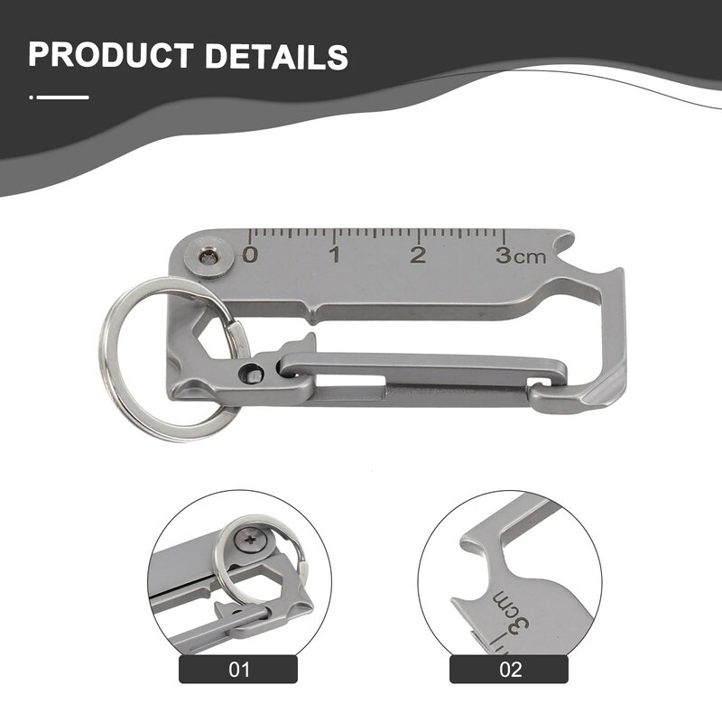 Multifunctional Keychain Camping Bottle Opener Ruler Outdoor Carry Tool Stainless Steel Keychain Gifts Accessories