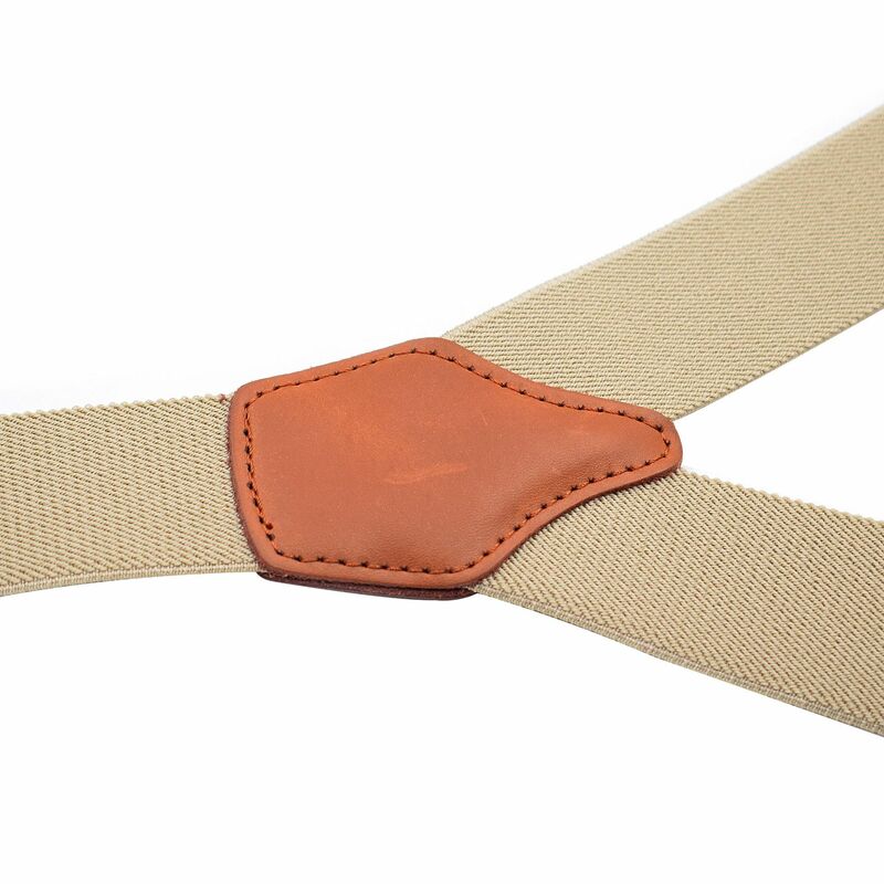 3.5cm elastis 6 klip tali klip pria Tujuan ganda tali Suspender dapat disesuaikan kulit coklat