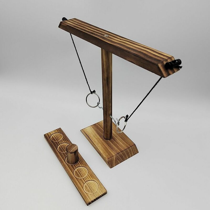 Wooden Ring Toss Game Battle Adjustable String Durable Board Games Handmade Handheld Hook and Ring Game Set Bar