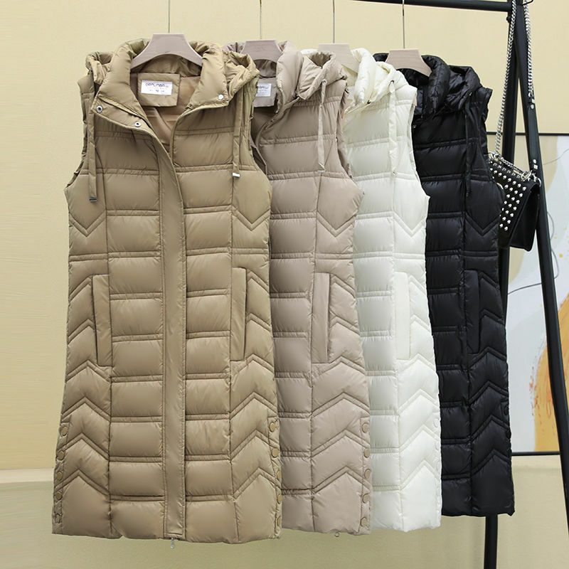 Autumn and Winter New Women's Down Cotton Vest Commuter Leisure Slim Fit Hooded Tank Top