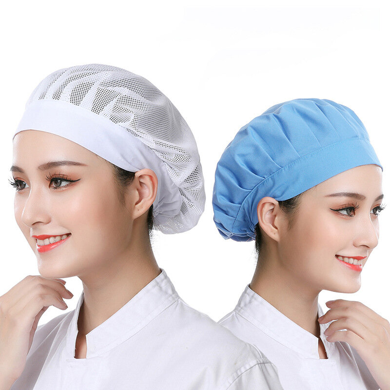 Eastic Breathable Mesh Working Hats Restaurant Hotel Bakery Chef Uniform Hat Man Women Waiter Work Wear Dustproof Cap Supplies