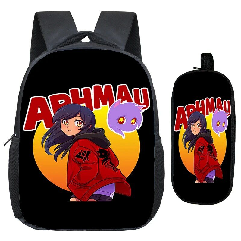 Aphmau-mochila escolar para niños y niñas, bolsa pequeña con estampado de APHMAU, para guardería, Juego de 2 unidades