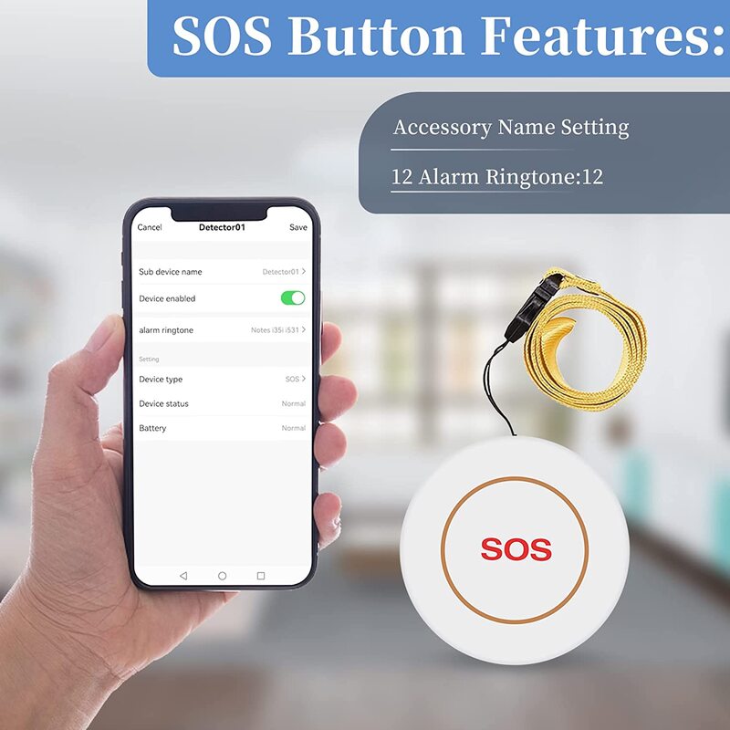 Tuya Smart  WiFi Elderly Caregiver Pager SOS Call Button Emergency SOS Medical Alert System for Seniors Patients Elderly At Home