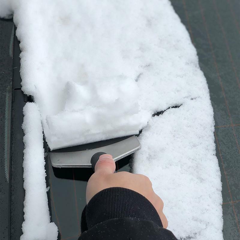 Sekop salju kecil baja tahan karat antiselip pengikis es dengan pegangan panjang kendaraan Universal sekop salju untuk truk SUV portabel