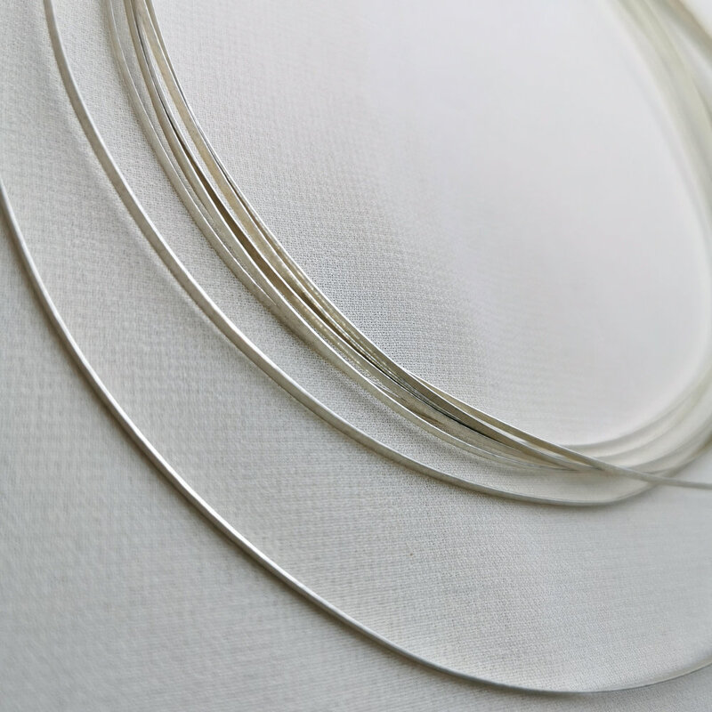 Alambre plano de plata pura S999 para fabricación de joyas, accesorios de bricolaje, joyería fina, 50CM