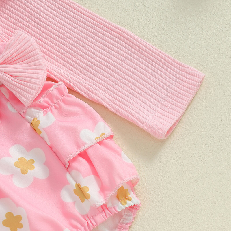 Lioraitiin-traje para niña recién nacida, Pelele de manga larga con cuello redondo y estampado de flores, ropa de otoño, 0-18 meses, 2024