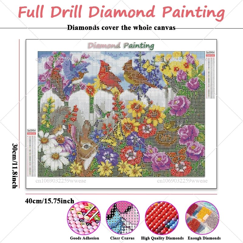 DIy 5D Diamond Painting New 2024 Rabbit Bird Flower Diamond Embroidery Animal In Garden Mosaic Newcomer Diy Craft Home Decor