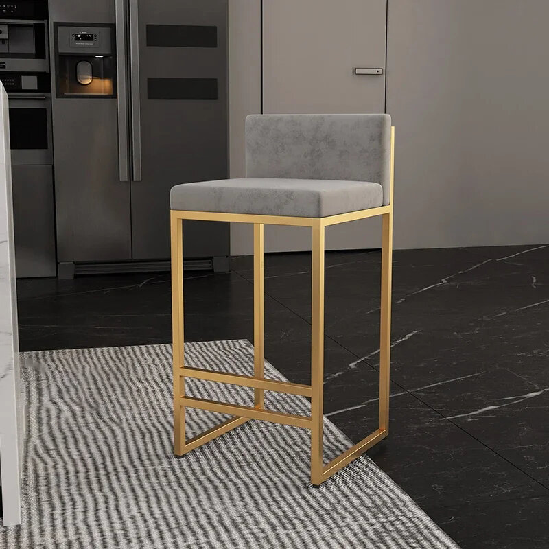 Скандинавские железные барные стулья, простые Роскошные домашние кухонные барные стулья, креативные золотистые стулья раннего цвета, высокие стулья для дома A B