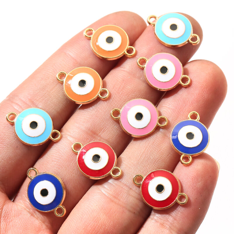 10pcs/lot 18*12mm Enamel Round Eye Connector Colorful Pendants DIY Necklace Bracelet for Jewelry Making Accessories
