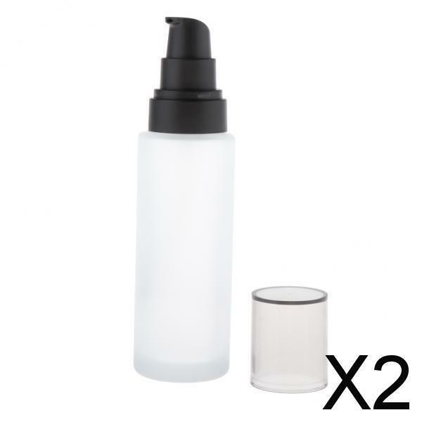2X botol pompa kaca buram isi ulang untuk Krim Wajah botol Losion 120ml