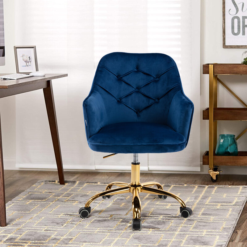Modern Navy Velvet Swivel Shell Chair - COOLMORE Leisure Arm Chair for Living Room and Office