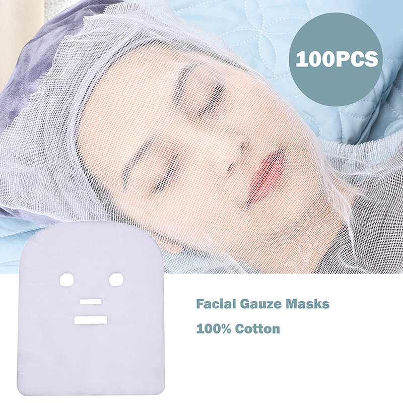 100PCS Pure Cotton DIY Beauty Mask Salon Disposable Facial Gauze Highly Water Absorption Non-Irritating Face Gauze Mask Soft