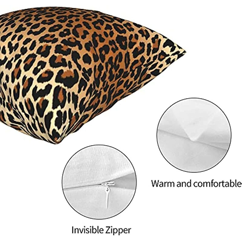 Funda de almohada de leopardo con estampado de guepardo, funda de cojín decorativa de felpa suave, piel sintética de Animal, 2 uds.