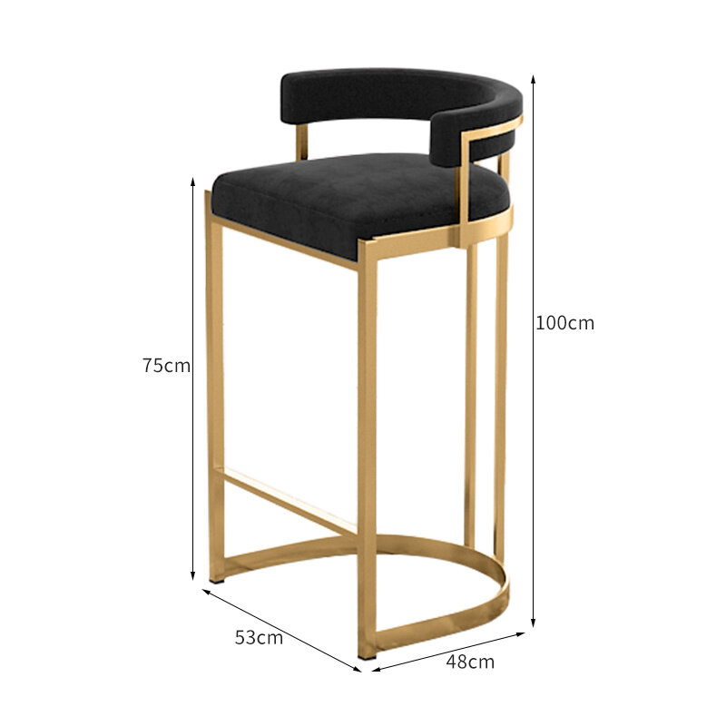 Velvet High Chairs Kitchen Bar Counter Stool Nordic Metal Retro Chair Restaurant Home Furniture Sgabelli Cucina Design Chair