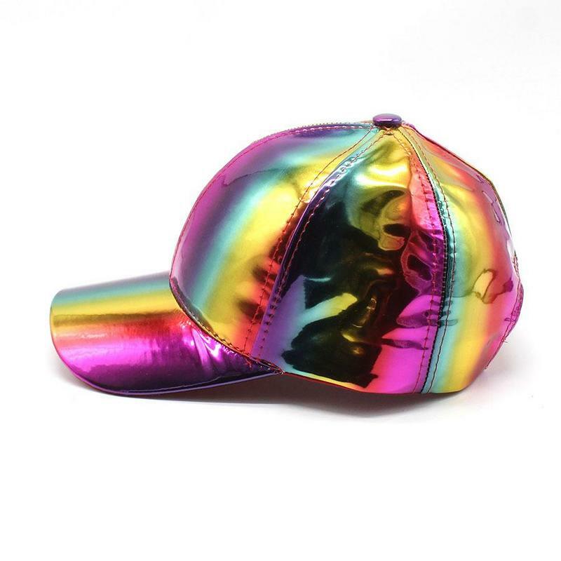 Gorros reflectantes de arcoíris para Skateboard, gorras brillantes para baile callejero, Snapback, Cosplay, Rave