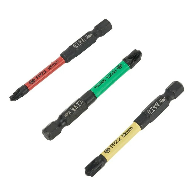 New 3pcs 65mm Magnetic Special Slotted Cross Screwdriver Bit For Electrician FPZ1-3 Electric Screwdriver Head