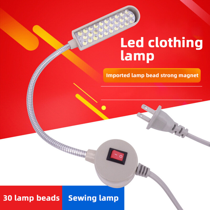 Luz economizadora de energia para máquina de costura, candeeiro de mesa com ímãs, iluminação multifuncional, lâmpada para tornos, 30 LED