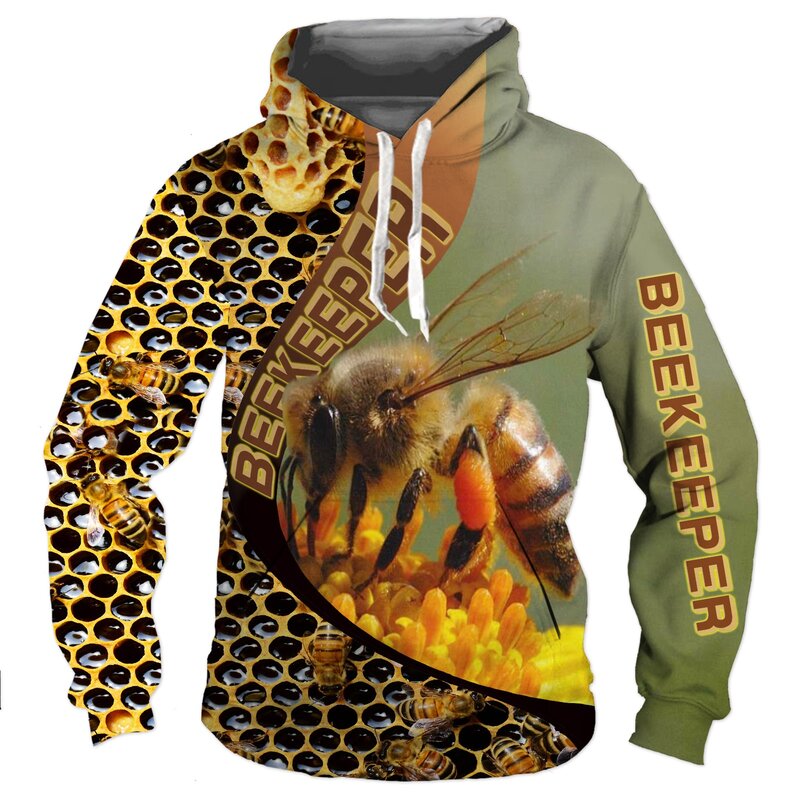 Nadrukowana moda pszczelarz Cosplay 3d bluza z kapturem męskie i damskie Harajuku Casual Honeybee kwiat wzór sweter bluza