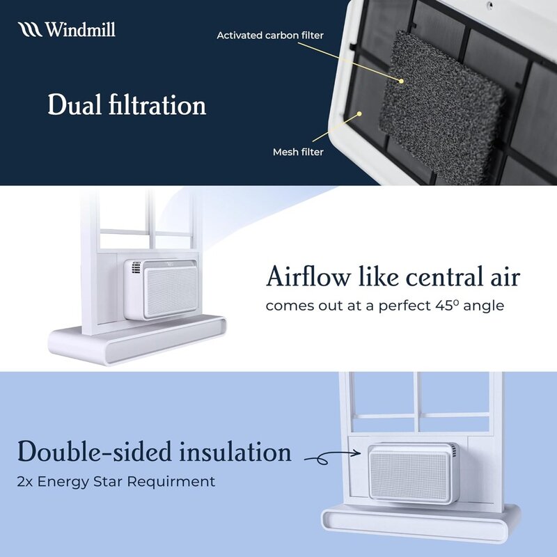 Aire acondicionado: hogar inteligente AC, fácil de instalar, aislamiento lateral silencioso, pantalla LED de atenuación automática