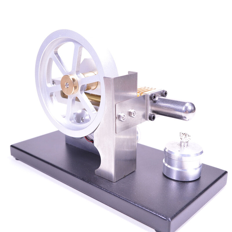 Modello di generatore di motore Stirling ad aria calda con trasmissione a ingranaggi con struttura diamantata orizzontale con luce a LED e voltmetro regalo Lear