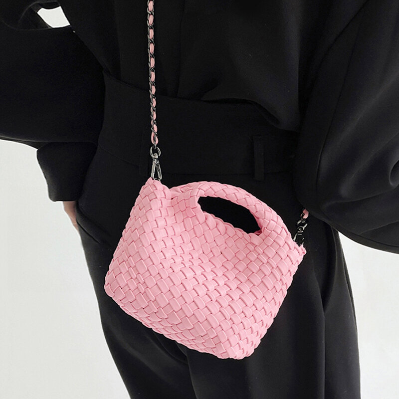 MOOWOO модная женская оригинальная ручная сумка через плечо для женщин тканая сумка на Одно запястье из искусственной кожи Маленькая кросс-боди с сумками