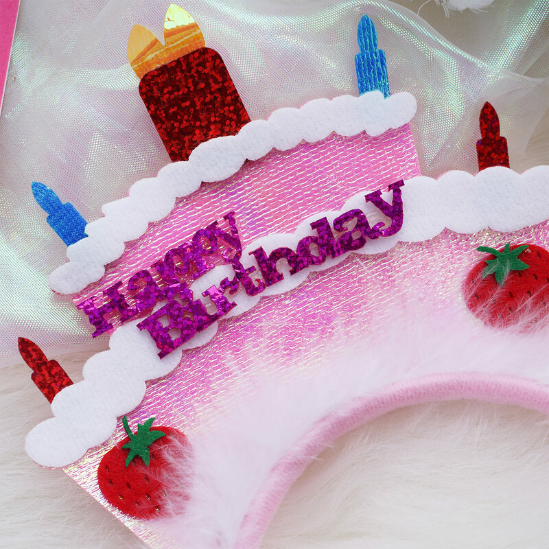 Gelukkige Verjaardag Hoofdband Kawaii Hoed Caps Kaars Cake Hoofddeksels Baby Meisjes Hoofdtooi Haar Hoops Baby Shower Party Decor Foto Props