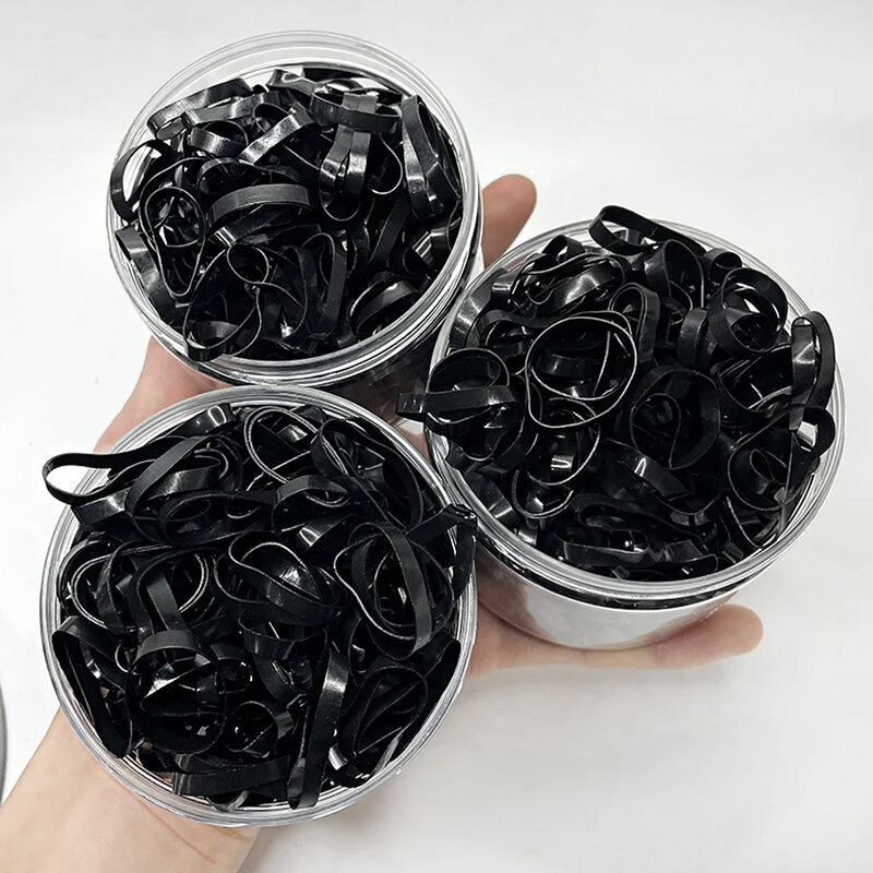 100-1000Pcs Black Disposable Rubber Band Elastic Hair Bands Girls Headband Children Ponytail Holder Bands Kids Hair Accessories