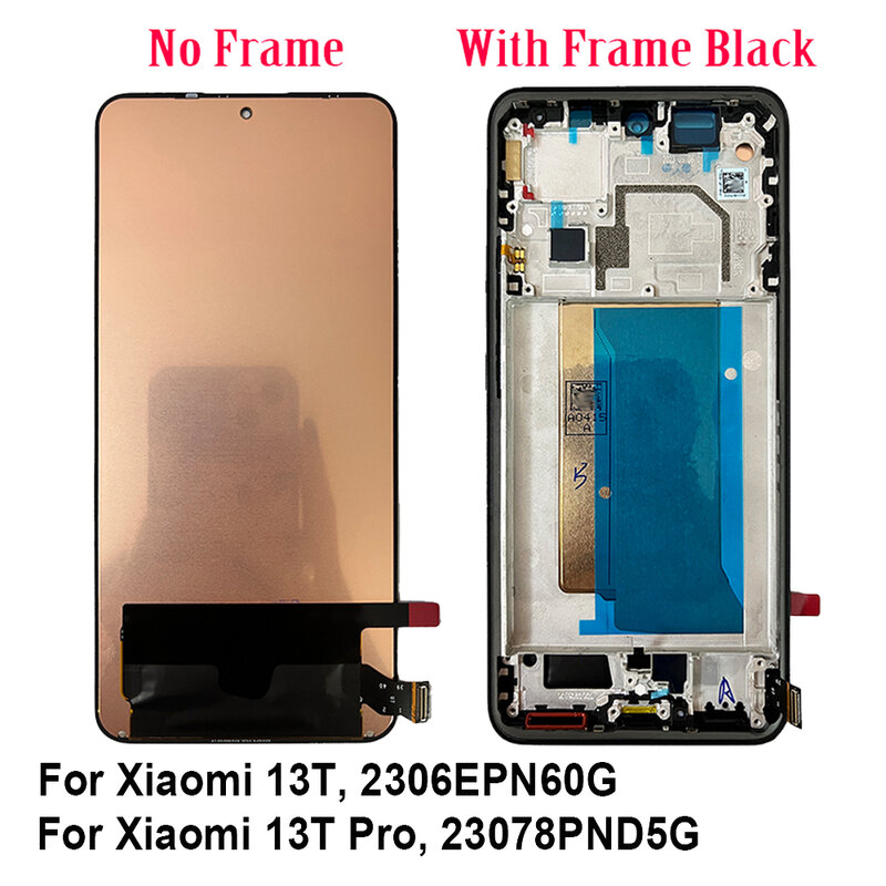 AMOLED Panel kaca Digitizer layar sentuh LCD 144HZ untuk Xiaomi 13T Pro Panel Panel