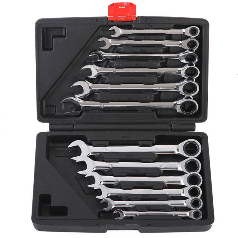 Ratcheting Wrench Set Combination Ended Spanner Kits Chrome Vanadium Steel Hand Tools Socket Key Ratchet Wrench Set