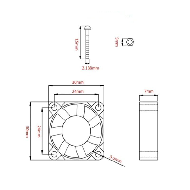 Ventilador de refrigeración de 5V/3,3 V con tornillos + disipador de calor 1 aluminio con 2 cobre para Raspberry Pi 4 / Pi 3 modelo B RPI B +