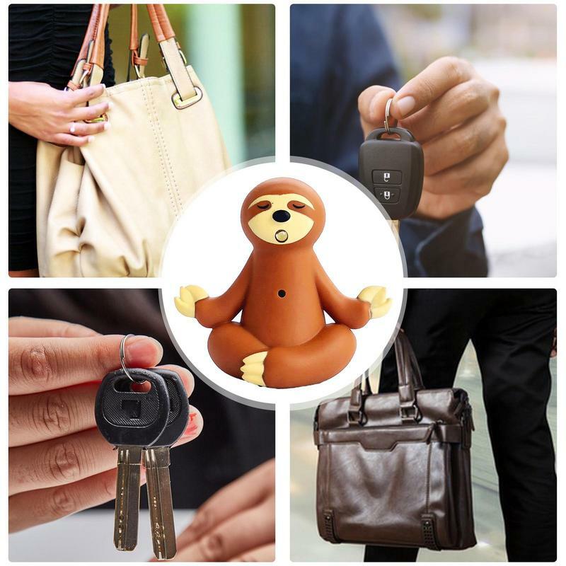 LED Sloth Keychain Key Rings Holder Meditating Sloth Key Chain Jewelry Bag Phone Decor For Car Keys