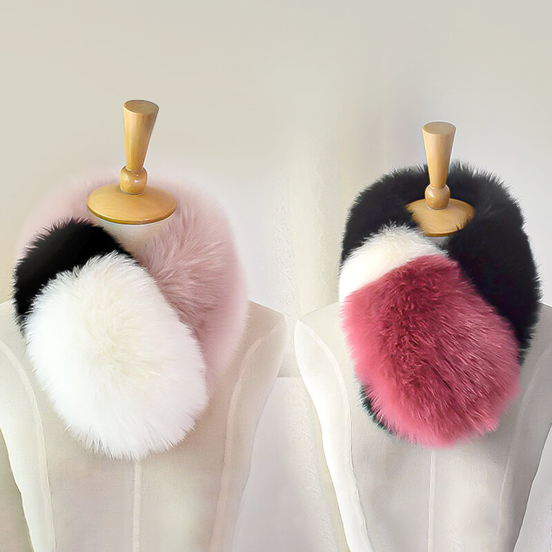 Korea 'S Nieuwe Kleur Bijpassende Vossenbont Sjaal Veelzijdige Mode Winter Met Een Kraag Van Nepbont Die Verdikt Is En Een Warme Korte Sjaal