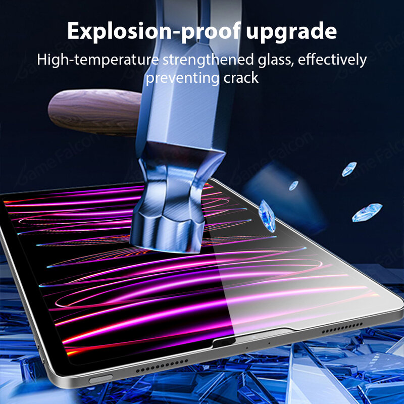Pelindung layar kaca Tempered untuk Ipad Pro 11 12.9 13 inci 2024 generasi ke-10 Air 5 4 3 2 1 ke-7 10.2 9 Mini 6 9.7 Film