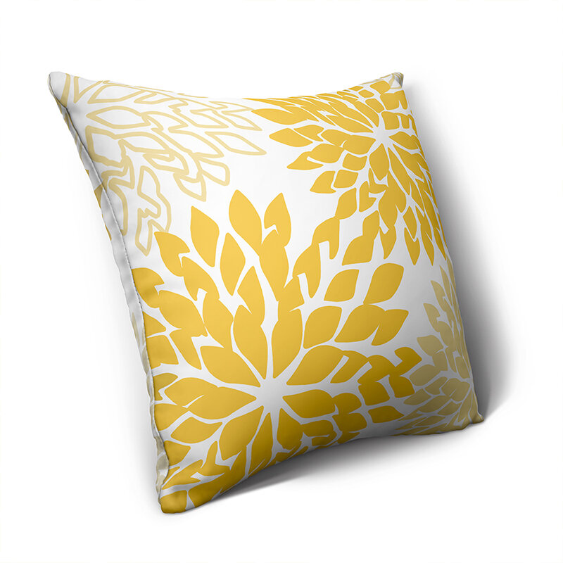 ZHENHE Yellow Geometric Square Pillow Case Double Sided Printing Cushion Cover for Bedroom Sofa  Decor 18x18 Inch （45x45cm）