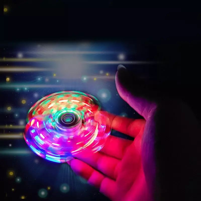 Children's LED Transparent Crystal Gyro Fingertip Gyro With Light Colorful Luminous Finger Gyro To Relieve Stress Children Toys