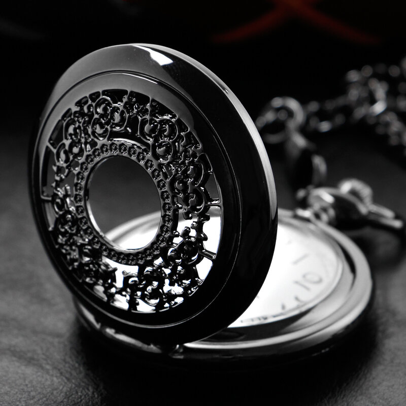 ステンレス鋼のクォーツ懐中時計,滑らかなパターン,穴とペンダント付き,ファッショナブルな宝石,ギフトとして理想的,cf1005
