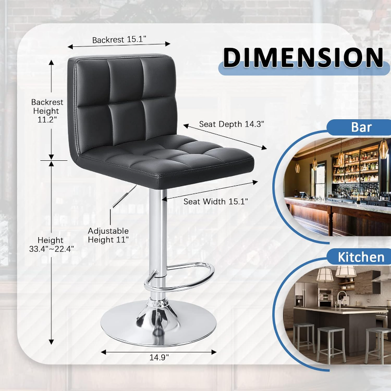 Homall, барные стулья, современные технические регулируемые искусственные, без подлокотников, гидравлический кухонный стул, синтетический E