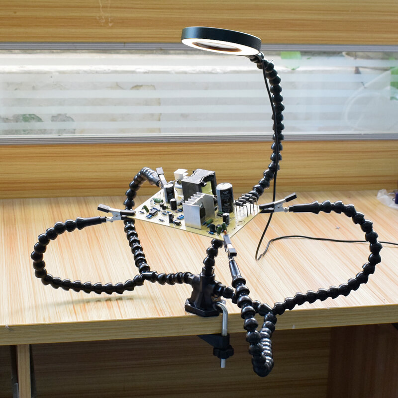 Newacalox Schweiß reparatur werkbank mit 3x USB LED Lupe Leiterplatte halter Löt werkzeug dritte helfende Hand 6 Stück flexible Arme
