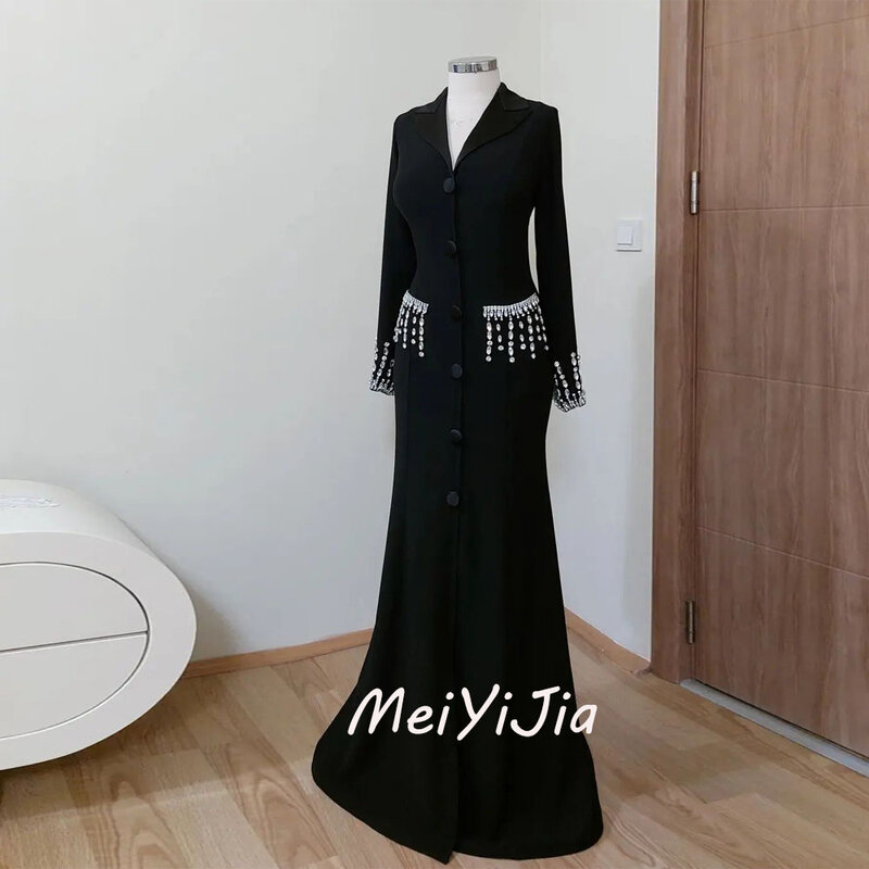 Meiyijia  Evening Dress V-neck Beaded Floor-Length Long Sleeves  Saudi  Arabia  Sexy Evening Birthday Club Outfits Summer 2024