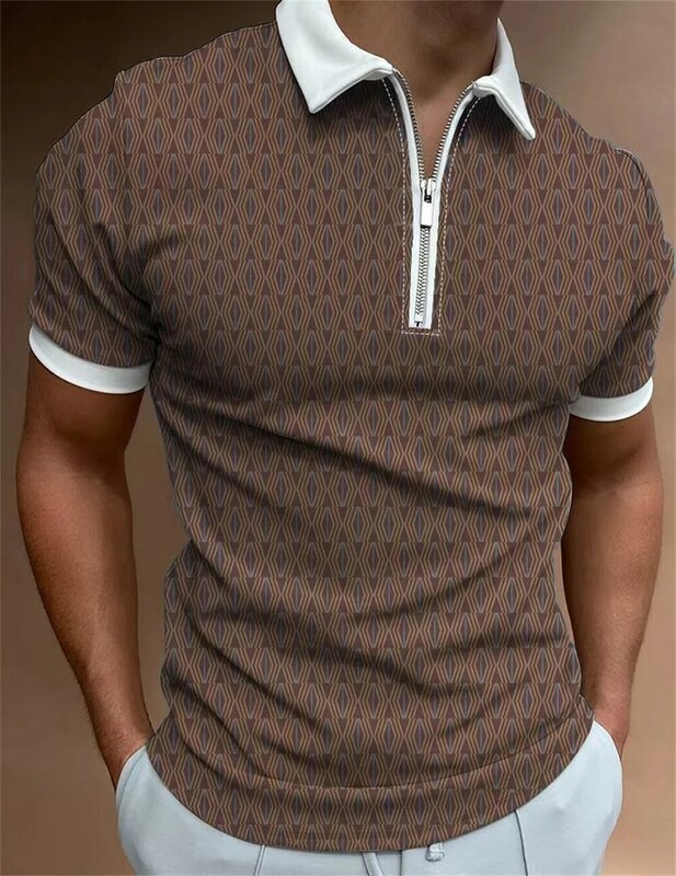 Мужская приталенная рубашка-поло с буквенным принтом, мужская рубашка-поло, мужские однотонные рубашки поло, брендовая мужская рубашка с коротким рукавом, Летняя мужская рубашка
